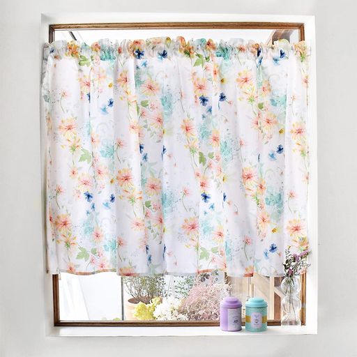 Other - スタイルデコール(STYLEDecor)カフェカーテン綿100%(72cmx142cm)スタンダードタイプパステルフローラルW3900930-NVL2512※大人用マスク2枚セット付き