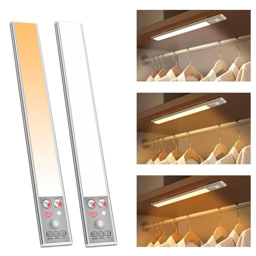 Laiqianle LEDバーライト 人感センサーライト 室内 30CM 極薄 Type-C充電式 マグネット 1500mAh 3色調節・10段階調光・3m距離 簡単取付 配線不要 高感度 高輝度 寝室/クローゼット/階段/玄関/廊下/キ…