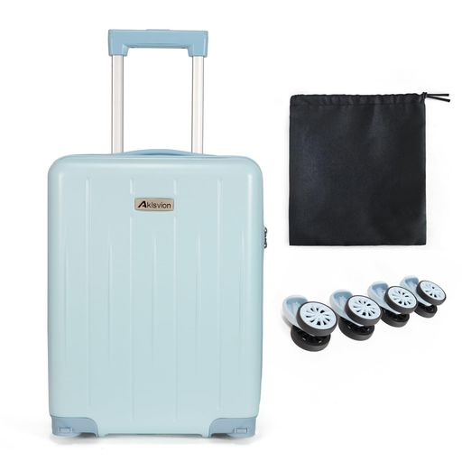 Suit Case - [Aklsvion]スーツケース機内持ち込み軽量双輪キャリーケースキャリーバッグ旅行かばんショッピングおしゃれ静音ビジネス3年保証(ライトブルー)