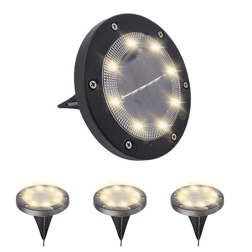 siatomガーデンライトソーラー屋外ソーラーライト埋め込み式4個セット8LED高輝度IP65防水太陽光パネル光センサー自動点灯(本体:黒光:暖色系)