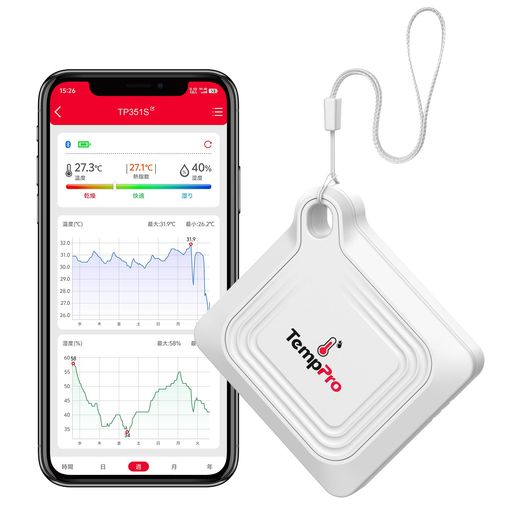 【スマホで見守る温湿度計/かんたんBluetooth接続】スマホと連携して使う無線温湿度計。付属の電池を入れ、専用アプリをダウンロードしてペアリングするだけ。自動接続テクノロジーで、機械が苦手な方やご年配の方でもすぐに使えます。ワイヤレス温度計のBluetooth通信距離は、障害物のない環境で最大約80m。スマホ連動で離れた場所からも室温・湿度をチェックできます。 【複数台をリモート管理/アラーム通知】1つのスマートアプリで、設置したテンププロデジタル温度湿度計を複数台まとめて管理。いちいち見に行かなくても、お手元で各部屋の温度・湿度をリモート監視できます。設定した範囲を超えるとスマホにアラーム通知が届くので、暑さ・寒さ・乾燥やジメジメにすばやく気づいて対応できます。 【高精度センサーで正確に計測】スマートNTC温度湿度センサーを搭載したブルートゥース温度計・湿度計。温度はプラスマイナス0.3°C、湿度はプラスマイナス2%RHの高精度で、室内の温湿度を正確に把握できます。データは約10秒ごとに更新され、こまめな変化も見逃しません。※湿度温度計を温湿度差の大きい場所へ移動した直後は、30〜60分ほど置いてからご確認ください。