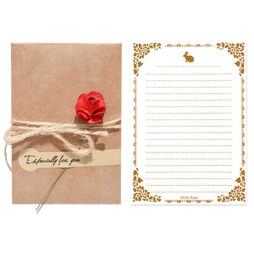 Anfiodasレターセット封筒10枚便箋20枚手紙おしゃれクラフト用紙アンティーク調メッセージカード便箋ラブレター造花結婚式お祝い手紙お見舞い誕生日招待状お礼...