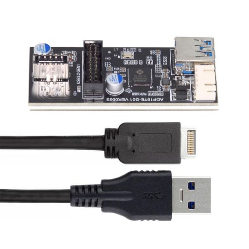 Other - Cablecc19/20ピンヘッダーから5GbpsUSB3.020ピン&Type-EデュアルポートメスPCBAタイプアダプタースプリッター1~2ハブ。