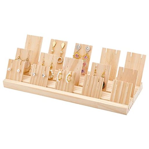 PHPandaHallジュエリー収納木製ディスプレイスタンドアクセサリースタンドピアスディスプレイ用木製板15枚付きカード展示収納ラック首飾り指輪イヤリングホルダー大容量ブレスレットシ…
