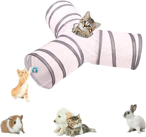 猫用トンネル キャットトンネル 猫のおもちゃ 猫の寝袋 3ウェイ 折りたたみ式 猫遊宅おもちゃ 収納便利 猫 小型犬 うさぎ など適用される(ホワイト)