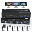 8K@60HZ4K@144HZ2DISPLAYPORT+1HDMIKVM切替器3モニター4PC、USB3.0トリプルモニター切替器3モニタと3USB3.0ポートとオーディオマイク、キーボードとマウスを共有する4台のコンピュータ用切替器(2)