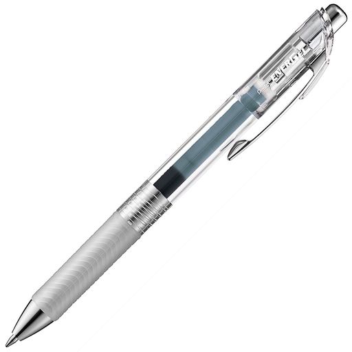 【特長】スッと書けてサッと乾く ゲルインキボールペン 【インキ色】ラフグレー 【ボール径】0.7mm 【材質】後軸・頭冠=再生PC ノック・前軸=ABS樹脂メッキ グリップ=エラストマー クリップ=鉄 【1本あたりサイズ/重さ】幅 16mm x奥行 11mm x 長さ147mm/13g