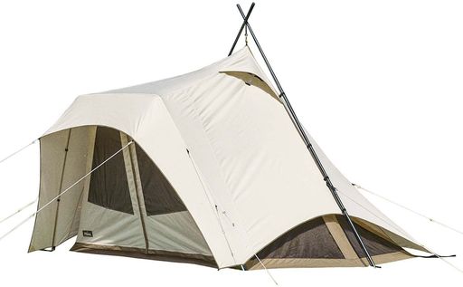 素材:フライ/T/C・耐水圧350mm、インナー/T/C、グランドシート/ポリエステル210d・耐水圧1800mm、メインポール/6061アルミ合金(直径32mm)、フロントポール/スチール(直径22mm) 仕様:撥水加工(撥水性、撥油性、防汚性、耐摩擦性に効果を発揮します。)、T/C(ポリエステルとコットンの混紡素材。通気性、吸湿性に優れています。) サイズ:340x240x280cm 重量:17.56kg 付属品:セルフスタンディングテープ、張り綱、アイアンハンマー、スチールピン、収納袋