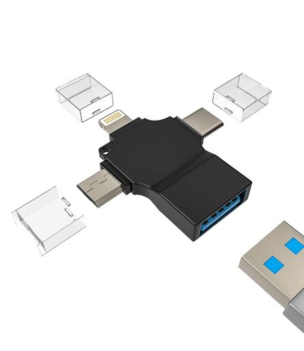 【3-IN-1デザイン】 3つのインターフェースを提供!iOSポート + Micro-USB標準ポート + 新しいスタイルのType-C充電ポートを搭載した4つのプラグ付きアダプタです。iOSポート、Micro-USB、Type-Cの間で簡単に切り替えることができます。 【高速転送】この3-in-1 OTGアダプターの転送速度は、対応iPhone/対応iPadに動画や写真を20MBから30MB/sで転送できます。映画や写真を数秒で同期し、待機時間なしで楽しめます。 【多目的】この3-in-1 OTGアダプターは、USBフラッシュドライブ、カードリーダー、キーボード、マウス、USBヘッドセット、USBマイク、MIDIキーボード、デジタルピアノ、マウス、キーボード、USBハブなどをサポートします。Type C/Micro/Lightningインターフェースを使用して、スマートフォンやタブレットに接続できます。USB周辺機器を最大限に活用してください。 【ポータブルデザイン】プラグアンドプレイ、追加のドライバーやソフトウェアは不要。コンパクトなデザインで、使いやすく持ち運びに便利。