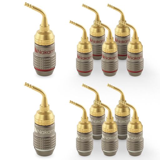 NakamichiFanLockExcel 시리즈 24k 금도금 2mm 핀 플러그 바나나 스프링 클립 커넥터 용 10AWG-18AWG 게이지 크기 4mm 스피커 앰프 Hi-Fi 스테레오 홈 시어터 라디오