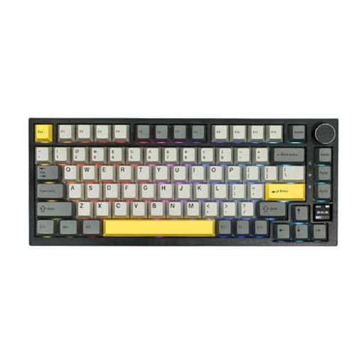 EPOMAKER Ajazz AK820 Pro ゲーミングキーボード 75% ガスケット搭載 メカニカルキーボード TFTスクリーン 3モード(Bluetooth 5.1/2.4Gワイヤレス&Type-C有線) 消音フォーム搭載 (Grey,