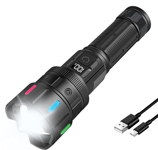 懐中電灯 led 強力 軍用 最強 超高輝度 30000ルーメン 超遠距離照射 フラッシュラ...