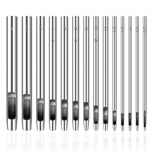 BAOYINGTE穴あけポンチ14本セット穴開けポンチポンチ穴あけポンチ穴開けハンドメイドの革製品、DIYベルトやウォッチバンドパンチング、革の加工用途に適しています