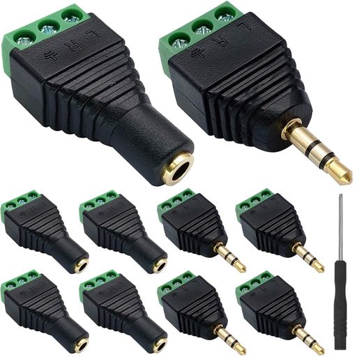 Xiatiaosann3.5mmスクリューターミナル金メッキ、1/8”TRS男性から1/8”TRS女性から3ピンスクリュー端子..