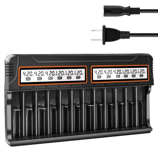 Paisue電池充電器12スロットLCDディスプレイ付き単4/単3/26650/14500/18650/2170032650/16340/18500リチウムイオン電池に対応充電器 Paisue電池充電器12スロットLCDディスプレイ付き単4/単3/26650/14500/18650/2170032650/16340/18500リチウムイオン電池に対応充電器