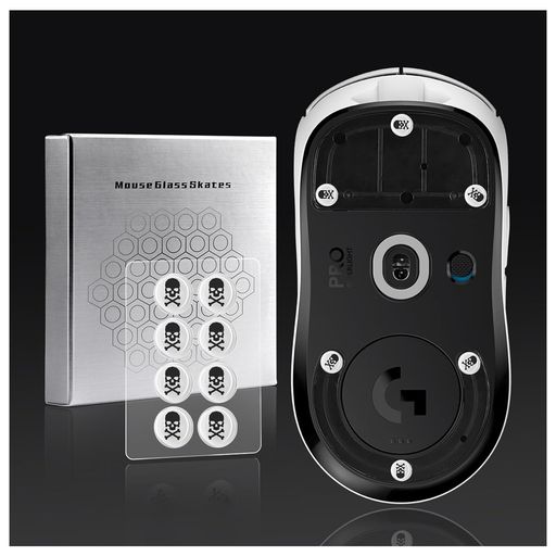 IMMOENUC汎用型マウスソールスムーズ耐久性薄型超強力ガラス製マウスフット6mm*8粒DIY円形交換用フットパッドゲームマウスアクセサリ(スカル白)(2)