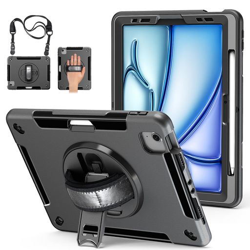 Miesherk iPad Air 11インチ ケース(2026、2025、2024)ipad air 11インチM4/M3/M2に対応 保護フィルム付き/なし 耐衝撃 丈夫 防塵 360°回転スタンド 精密カット ペン収納 Pencil