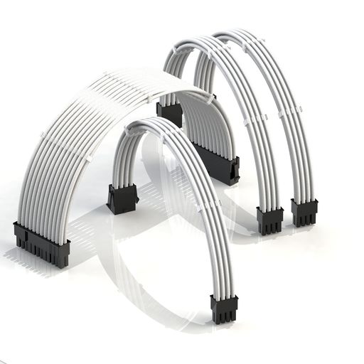 LINKUP-AVA50cm電源専用スリーブカスタムPSUケーブル延長セット|GPUパワー|24ピン8ピン6ピンセット|500mmホワイト-