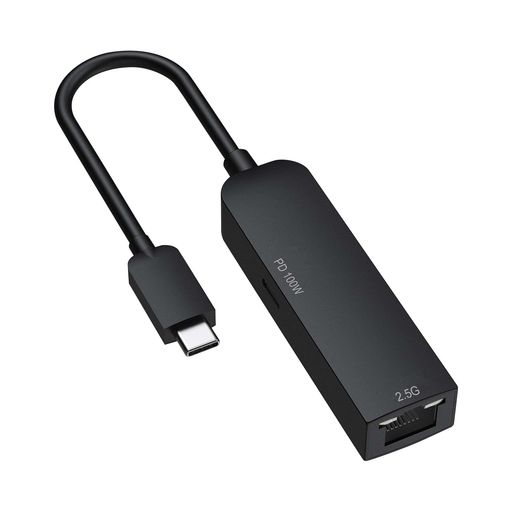 GOPPA ゴッパ PD100W充電対応 LAN変換アダプタ [USB-C オス右向き矢印メス LAN] 2.5Gbps対応 iPhone15 Pro対応 GP-CR452GHP/B-EC ブラック