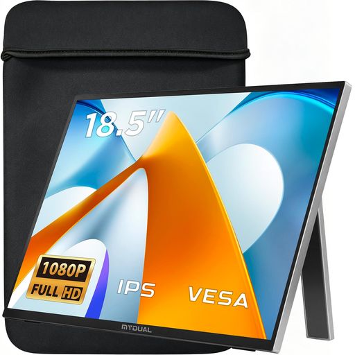 MyDual モバイルモニター 18.5インチ vesa 軽量 1920*1080 モバイルディスプレイ ポータブルモニター 自立式 非光沢IPS液晶パネル 薄型 USB Type-C miniHDMI