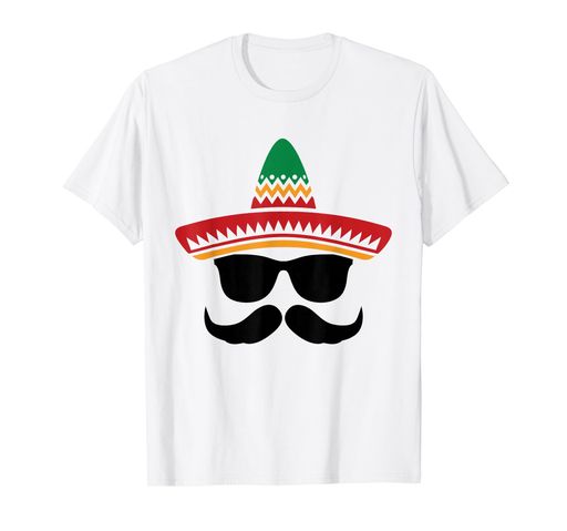 シンコ・デ・マヨを祝うソンブレロ、口ひげ、サングラスのデザイン。 5 de Mayo Face メキシカン ソンブレロ 口ひげ シンコ サングラス