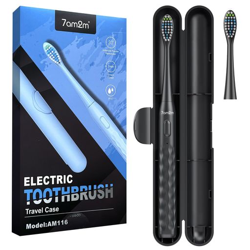 7am2m 電動歯ブラシ 充電式 38,000回/分 高速音波振動 USB-C急速充電 60日間持続 携帯用 音波電動歯ブラシ コンパクト トラベル 歯ブラシ オートタイマー機能 IPX7防水 替えブラシ2本付き 収納ケ…