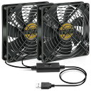 MAUKNCI静音USBファン12CM3段階風量調整冷却ファン2台1組長時間稼働可5Vファン120MMブラック(2)