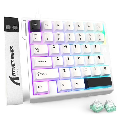ATTACK SHARK M36HE 片手ゲーミングキーボード メカニカル ラピッドトリガー 左手デバイス 有線接続 F区搭載 RGBバックライト 5層消音構造 RT精度0.01mm 8000Hzポーリングレート 128Kスキャンレート
