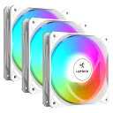 NovonestPCケースファン120mm高性能静音ファンLEDファン虹色3PINコネクタ冷却ファン自動変換レインボーLED搭載casefan3本1セット白い枠