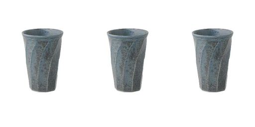 昭和製陶わび紺ねずねじりカップ3枚セット販売φ8.5x12cm美濃焼日本製食洗器対応