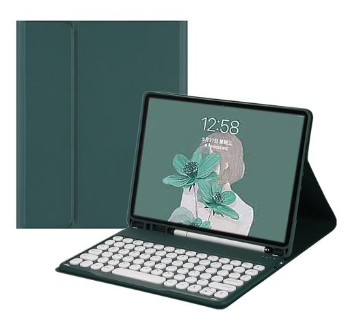 Other - GalaxyTabA9+11インチ用のキーボードケース丸型キー可愛いギャラクシーTabA9+Plus11インチ用のカラーキーボードカバーカラフル丸いキーマグネット分離式レディース女性ビジネス学生深緑
