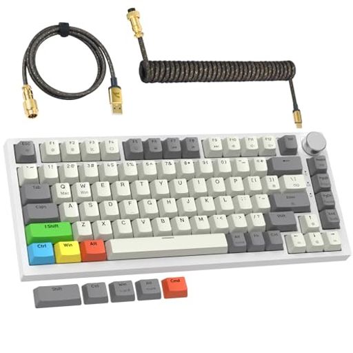 MAMBASNAKExATTACK SHARK K85 ラピッドトリガー キーボード 有線 75% RGB マグネット ゲーミングキーボード + コイルケーブル + PBTキーキャップ 磁気メカニカルゲーミングキーボード ストローク調整…
