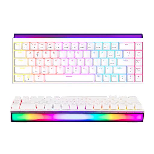 MechLands AJAZZ NK68 有線ゲーミングキーボード ライトボックス付き 65% コンパクト メカニカルキーボードホットスワップ対応 シャインスルーキーキャップ NKRO Windows/mac/Android対応 (White)