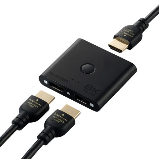 エレコム HDMI 切替器 8K 60Hz 2入力1出力 双方向 薄型 (12mm) PS5・4 / Nintendo ...