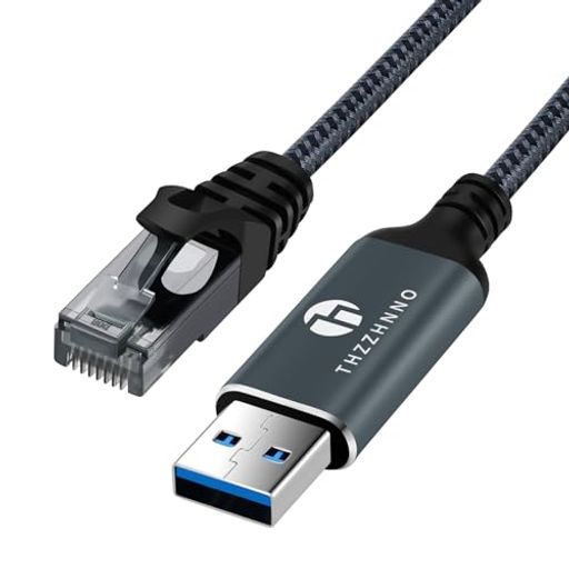 Thzzhnno USBトランスイーサネットアダプタ 1M、USB 3.0 AトランスRJ 45オスケーブルはギガビットLANに直接接続され、ノートパソコン、PC、MacBook、スイッチ、Windows、macOS、Linuxに互換性がある