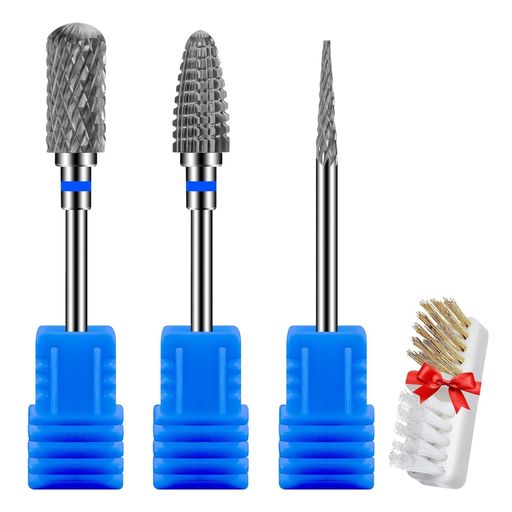 CGBEネイルビット3個ネイルドリルビット2.35mm軸径ネイルマシンビット爪磨き用超硬ネイルドリルキュー..