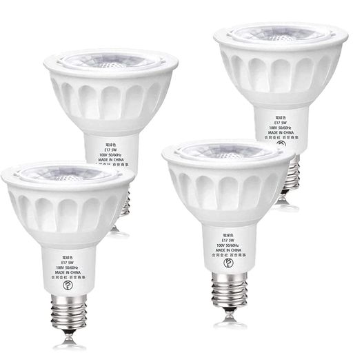 Indoor use only 【製品仕様】口金:E17 、消費電力:5W(50W形相当) 、全光束:500lm、定格電圧:100V-120V、周波数:50/60Hz、色温度:3000K(電球色相当)、演色性:Ra80+、ビーム角度:40° 、調光:調光器対応 【調光器対応】調光器対応のLEDスポットライトなので、シーンや用途に合わせてお好みの明るさを自由に調整できます。 【省エネ、長寿命】高輝度ledチップを採用しており、消費電力は僅か5Wで500lm程の明るさがあり、従来の50Wハロゲン電球と比べ、明るさそのままで消費電力は約90%削減できます。 【高演色、高品質】 演色評価数は80以上、全体的な色のバランスがよく、雰囲気が演出できます。高透過率の割れにくい高品質の材質なので、水銀も含まず、人と環境にもやさしいです。 【アフターサービス】E17 LEDスポットライトは日本国内規格の品質、安全性が担保されるPSE認証取得済み、安心してご利用頂けます。受け取ったスポットライトに品質上の問題がある場合は、必ずサポートメールでご連絡ください,満足のいくアフターサービスをご提供いたします。