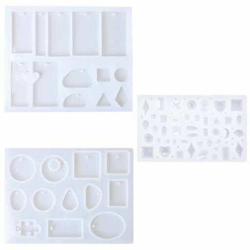 シリコンモールドレジン型ソフトモールド3種類DIYモデル通し穴付タイプネックレス吊り下げ金型様々なデ..