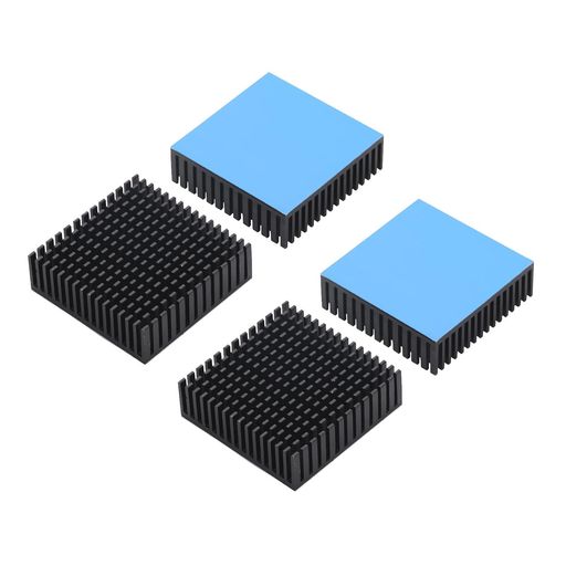 DFsuccesヒートシンク4個入りアルミニウム導熱接着シート付きアルミニウム放熱板熱暴走対策回路基板/LE..