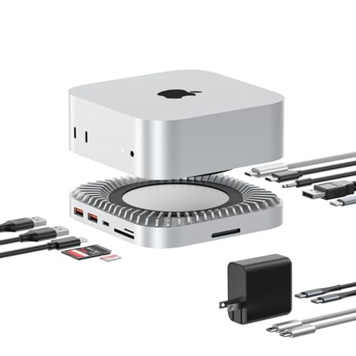 【三画面対応】Mac Mini 拡張ハブ 10in1 Thunderbolt 3対応 40Gbps高速データ転送・8K出力対応 M.2 SSD拡張(8TBまで) 内蔵冷却ファン搭載 3画面同時出力 USB-C/USB-A/HDMI/DP/SD/TF対応