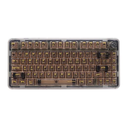 OUSEITECHBK920ゲーミングキーボード透明キーボードノブ付きRGBホットスワップ対応75%配列メカニカルBT5.0/2.4G/USB-Cワイヤレス透明キーキャップ80キーテンキーレス