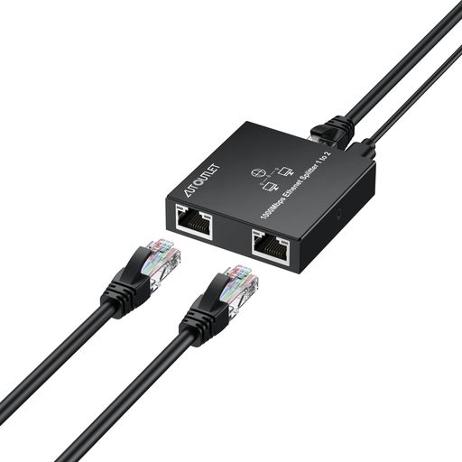 AUTOUTLET LAN 分配器 1入力2出力 RJ45 イーサネット スプリッター 高速1000Mbps 1対2 Cat8 Cat7 Cat6 Cat5 Cat5e対応 RJ45 ネットワーク拡張コネクタ