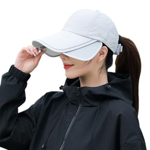 Tennis - [Tucuceke]帽子レディースキャップUVカットつば広日焼け防止日よけ帽子サンバイザー折りたたみ涼しい軽量通気性サイズ調整可能小顔効果自転車アウトドア旅行夏