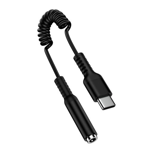 BIOONIS USB-C & 3.5 mm オーディオアダプタ Type-C 3.5mm イヤホン変換アダプター コイル式伸縮自由 ハイレゾ対応 通話/音量調節イヤホンジャックusb-cイヤホン変換ケーブル 3.5mm