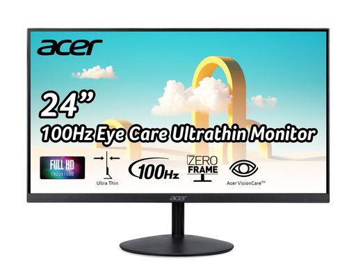 AcerSB242YHbi23.8”FullHD(1920x1080)Zero-FrameGamingOfficeMonitor|AMDFreeSyncTechnology|Ultra-ThinStylish