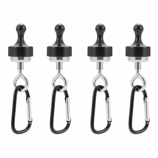 ランタンフックマグネットキャンプ磁石フック強力カラビナカラビナ付きテント用多機能持ち運び便利ブラック(4個セット)