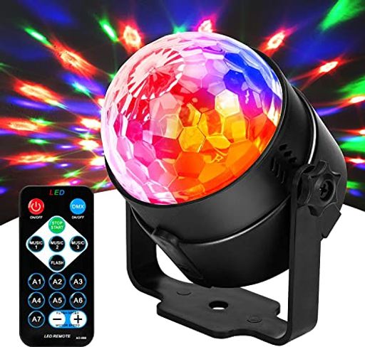 JYX ミラーボール ディスコライト ステージライト LED ポータブル 7色 リモコン付き パーティー KTV カラオケ クラブ バー Black