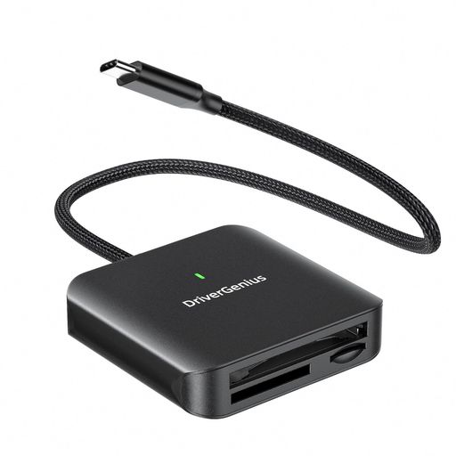 DriverGeniusSpeedXTrio|USB-C接続3-in-1UHS-IISD4.0/MicroSD4.0/CF-Iカードリーダー–高速転送DSLRカメラ・ビデオカメラ対応ナイロン編みケーブル30cm(金属製