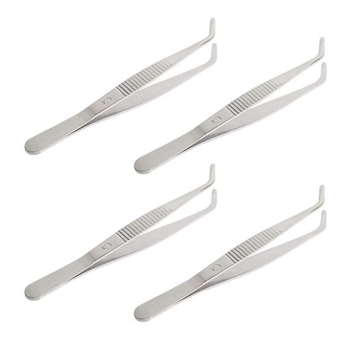 Aoje-Linkステンレス鋼ピンセットと湾曲した鋸歯状の先端ミシン電子修理ピンセットプライヤー多目的ピ..