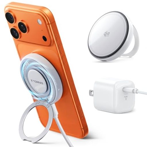 TORRAS Ostand AirCircle ワイヤレス充電器【Qi2.2認証25Wxスマホ熱対策】空冷式 置くだけ急速充電器 高回転ファン 放熱重視 Magsafe充電器 スマホ充電スタンド 超薄軽量 PSE認証済み iPhone12-17